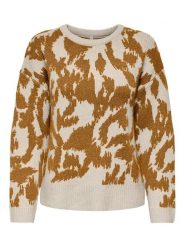 ONLY Sweter w kolorze jasnobrązowo-beżowym rozmiar: M. Brązowe swetry klasyczne damskie Only, m, ze splotem, bez kołnierzyka. Za 184.02 zł.