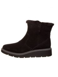 Clarks Skórzane botki w kolorze czarnym rozmiar: 39,5. Czarne botki damskie Clarks, z materiału, bez obcasa, bez zapięcia. Za 250.35 zł.