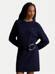 Polo Ralph Lauren Sukienka dzianinowa 211B17446001 Granatowy Regular Fit. Niebieskie sukienki damskie Polo Ralph Lauren, bez wzorów, z dzianiny, bez ramiączek. Za 1,799.00 zł.