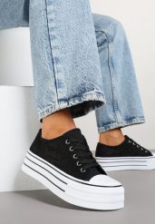 Czarne Trampki Vices na Platformie przed Kostkę z Koronką Telaniris. Czarne trampki damskie Born2be, bez wzorów, z jeansu, przed kostkę, bez zapięcia. Za 69.99 zł.