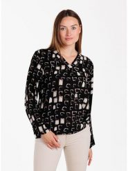 KEY LARGO Bluzka "Matrix" w kolorze czarnym rozmiar: M. Czarne bluzki damskie KEY LARGO, m, bez wzorów, z wiskozy, bez kołnierzyka, bez ramiączek. Za 82.83 zł.