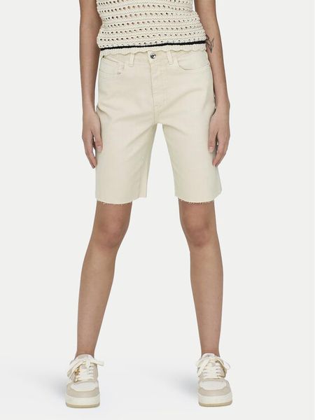 ONLY Szorty jeansowe Emily 15311258 Écru Mom Fit. Białe szorty damskie Only, bez wzorów, z jeansu. Za 149.99 zł.