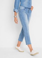 Miękkie dżinsy 7/8. Niebieskie jeansy damskie bonprix. Za 112.99 zł.