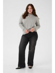 KAFFE curve Sweter "Janna" w kolorze jasnoszarym rozmiar: L. Szare swetry klasyczne damskie KAFFE curve, l, bez kołnierzyka. Za 126.99 zł.