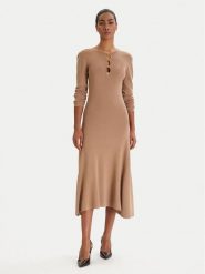 KARL LAGERFELD Sukienka dzianinowa B1W13003 Beżowy Regular Fit. Brązowe sukienki damskie KARL LAGERFELD, bez wzorów, z dzianiny, bez ramiączek. Za 1,299.00 zł.