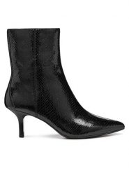 Geox Botki D Kleopy D56YBB 000KY C9999 Czarny. Czarne botki damskie Geox, ze skóry, bez obcasa, na szpilce, bez zapięcia. Za 579.99 zł.