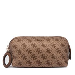 Kosmetyczka Guess. Brązowe kosmetyczki damskie Guess, z aplikacjami, z materiału. Za 264.99 zł.