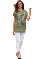 Heine Koszulka w kolorze khaki rozmiar: 40. Brązowe koszulki damskie Heine, bez wzorów, bez kołnierzyka, bez ramiączek. Za 56.99 zł.