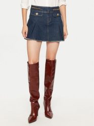 Guess Spódnica jeansowa W4PD1B D5JV1 Granatowy Regular Fit. Niebieskie spódnice damskie Guess, z aplikacjami, z bawełny. Za 419.99 zł.