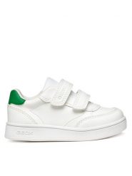 Geox Sneakersy B Eclyper B555LA 054FU C0547 Biały. Białe buty sportowe chłopięce Geox, ze skóry, bez zapięcia. Za 129.99 zł.