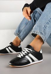 Czarne Sneakersy Typu Tenisówki z Paseczkami Liantina. Czarne obuwie sportowe damskie Renee, z jeansu, bez zapięcia, tenisowe. Za 74.99 zł.