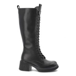 Czarne Kozaki Vinceza Eleganckie Obuwie Damskie Na Obcasie. Czarne kozaki damskie VINCEZA, ze skóry, przed kolano, bez obcasa, na obcasie, bez zapięcia. Za 280.99 zł.