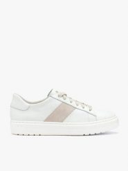 Kremowe skórzane półbuty. Białe półbuty damskie Ryłko, bez wzorów, z materiału, z okrągłym noskiem, bez obcasa, na płaskiej podeszwie, bez zapięcia. Za 449.99 zł.