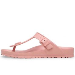 Klapki Birkenstock Gizeh Eva Damskie. Czerwone klapki damskie Birkenstock, bez wzorów, z materiału, bez obcasa, bez zapięcia. Za 179.00 zł.