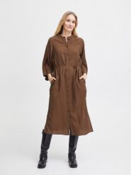 Fransa Sukienka koszulowa 20612435 Brązowy Relaxed Fit. Brązowe sukienki damskie Fransa, bez wzorów, z wiskozy, bez ramiączek. Za 189.99 zł.