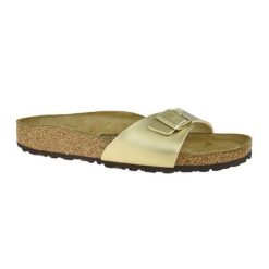 Klapki Damskie Skóra Madrid. Czarne klapki damskie Birkenstock, bez wzorów, z materiału, z otwartym noskiem, bez obcasa, na obcasie, bez zapięcia. Za 572.99 zł.