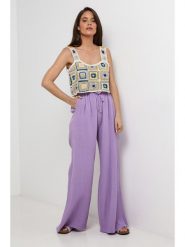 Lin Passion Lniane spodnie w kolorze fioletowym rozmiar: 38/40. Różowe spodnie materiałowe damskie Lin Passion, bez wzorów, ze lnu. Za 108.99 zł.