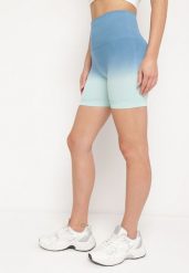 Niebieskie Szorty Kolarki Sportowe przed Kolano z Szeroką Gumą w Pasie Lavinna. Niebieskie spodenki sportowe damskie Born2be, s, bez wzorów, z gumy. Za 39.99 zł.