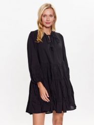 Seafolly Sukienka codzienna Corsica 54897-DR Czarny Regular Fit. Czarne sukienki damskie Seafolly, bez wzorów, z bawełny, bez ramiączek. Za 439.99 zł.