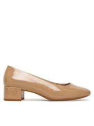 ECCO Czółenka Liva 25060301084 Beżowy. Brązowe czółenka damskie ECCO, bez wzorów, ze skóry, bez obcasa. Za 599.99 zł.