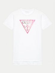 Guess T-Shirt J4GI35 K6YW4 Biały Regular Fit. Białe koszulki i t-shirty dziewczęce Guess, z aplikacjami, z bawełny, bez kołnierzyka, bez ramiączek. Za 79.99 zł.