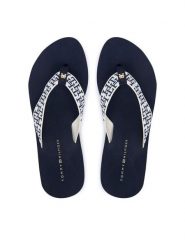 Tommy Hilfiger Japonki Mono Wedge Summer Sandal FW0FW09696 Granatowy. Niebieskie klapki damskie Tommy Hilfiger, bez wzorów, z materiału, bez obcasa, bez zapięcia. Za 189.99 zł.