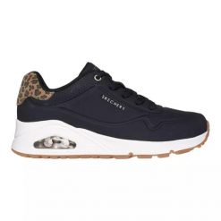 Baskets Femme UNO-JUNGLE NITE Noir SKECHERS. Czarne obuwie sportowe casual damskie Skechers, ze skóry ekologicznej, bez zapięcia. Za 382.50 zł.