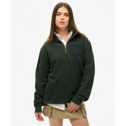Koszulka z kapturem Henley w stylu vintage. Zielone koszulki sportowe damskie Superdry, bez wzorów, bez ramiączek. W wyprzedaży za 356.20 zł.