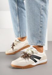 Beżowe Sneakersy Klasyczne Tenisówki z Dodatkowym Sznurowaniem Nilarisea. Brązowe obuwie sportowe damskie Born2be, bez wzorów, z jeansu, bez zapięcia. Za 89.99 zł.