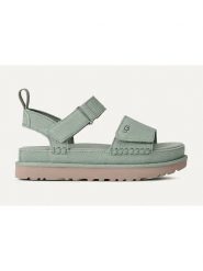 UGG Skórzane sandały "Goldenstar" w kolorze zielonym rozmiar: 39. Zielone sandały damskie Ugg, bez wzorów, ze skóry, z otwartym noskiem, bez obcasa, bez zapięcia. Za 461.21 zł.