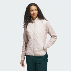 Pikowana kurtka z suwakiem na całej długości Ultimate365. Brązowe kurtki damskie Adidas, l, bez wzorów, bez kaptura. Za 529.00 zł.