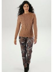 Aniston Spodnie w kolorze czarno-jasnobrązowym rozmiar: 40. Brązowe spodnie materiałowe damskie Aniston, bez wzorów, z materiału. Za 95.99 zł.