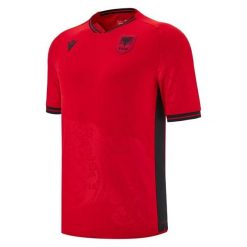 Koszulka domowa Albania 2025/26. Brązowe bluzki damskie Macron, bez wzorów, sportowe, bez kołnierzyka, bez ramiączek. Za 385.00 zł.