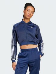 Adidas Bluza "Originals Adicolor Satin" w kolorze granatowym rozmiar: XS. Niebieskie bluzy damskie Adidas, xs, bez wzorów, bez kaptura. Za 139.95 zł.