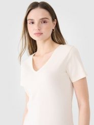 4F T-shirt slim gładki damski - biały S. Białe t-shirty damskie 4F, s, bez wzorów, z bawełny, bez kołnierzyka. W wyprzedaży za 39.99 zł.