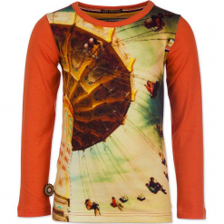 Koszulka "Carnival" w kolorze pomarańczowym ze wzorem. Brązowe koszulki i t-shirty dziewczęce 4FunkyFlavours Kids, z nadrukiem, z okrągłym kołnierzem, z długim rękawem. W wyprzedaży za 92.95 zł.
