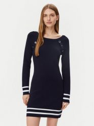 Morgan Sukienka dzianinowa 251-RMVALI Granatowy Slim Fit. Niebieskie sukienki damskie Morgan, bez wzorów, z dzianiny, bez ramiączek. Za 199.99 zł.