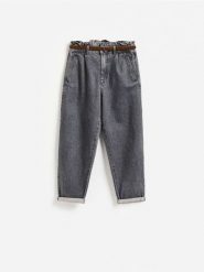 Jeansy paperbag z paskiem - szary. Szare jeansy damskie Reserved. Za 139.99 zł.
