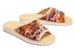METEOR 058 GRAFFITI brąz, kapcie damskie. Brązowe kapcie damskie Meteor. Za 44.99 zł.