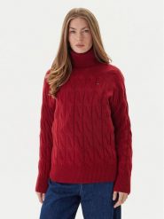 Tommy Hilfiger Golf WW0WW46791 Czerwony Regular Fit. Czerwone golfy damskie Tommy Hilfiger, xl, bez wzorów, z wełny, bez ramiączek. Za 649.99 zł.