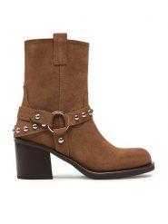 Aldo Botki Albai 13848387 Brązowy. Brązowe botki damskie ALDO, ze skóry, bez obcasa, na słupku, bez zapięcia. Za 729.99 zł.