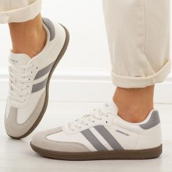 Biało szare półbuty damskie American Club RD30. Białe obuwie sportowe treningowe American CLUB, z jeansu. Za 179.00 zł.