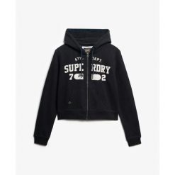 Króka, luźna, zapinana na zamek bluza z kapturem damska Superdry Athletic Essent. Niebieskie bluzy damskie Superdry, bez wzorów, z kapturem. Za 327.70 zł.