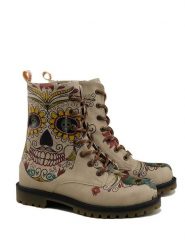 Goby Botki w kolorze beżowym ze wzorem rozmiar: 40. Brązowe botki damskie Goby, z materiału, z okrągłym noskiem, bez obcasa, bez zapięcia. Za 286.16 zł.