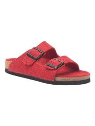 Comfortfusse Klapki w kolorze czerwonym rozmiar: 35. Czerwone klapki damskie Comfortfüße, bez wzorów, z materiału, z otwartym noskiem, bez obcasa, bez zapięcia. Za 230.99 zł.