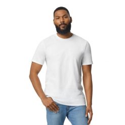 Koszulka Unisex Dla Dorosłych Softstyle Plain Enzyme Washed T-shirt. Białe bluzki damskie GILDAN, bez wzorów, bez kołnierzyka, bez ramiączek. Za 46.99 zł.