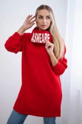 Bluza ocieplana z kapturem czerwona. Czerwone bluzy damskie KESI, l, bez wzorów, z bawełny, z kapturem. Za 297.97 zł.