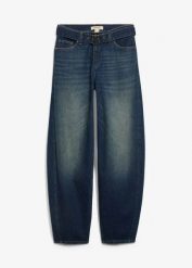 Jeansy barrel ze średnim stanem z paskiem. Niebieskie jeansy damskie bonprix. Za 179.99 zł.