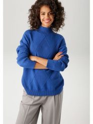 Aniston Sweter w kolorze niebieskim rozmiar: 40. Niebieskie swetry klasyczne damskie Aniston, bez kołnierzyka. Za 74.28 zł.