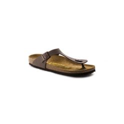 Japonki damskie Birkenstock 043751. Brązowe klapki damskie Birkenstock, bez wzorów, z materiału, bez obcasa, bez zapięcia. Za 389.00 zł.